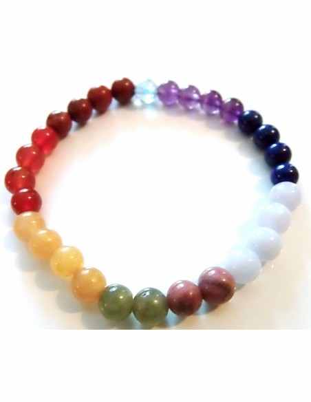 Bracelet sept chakras argent 6mm Bracelet sept chakras argent 6mm