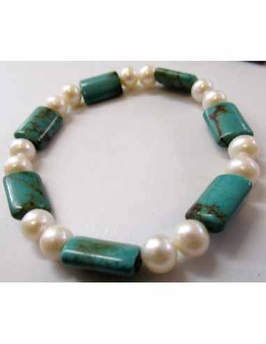 Turquoise et perles de culture bracelet