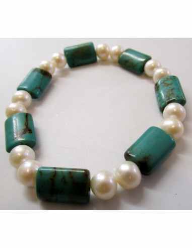 Turquoise et perles de culture bracelet
