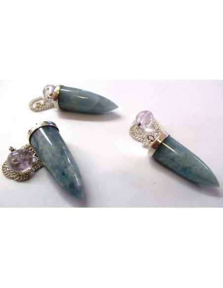 Pendule aigue marine montee en argent