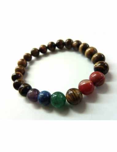 Bracelet sept chakras oeil de tigre