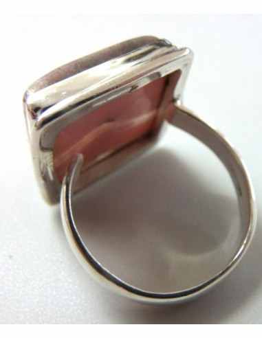 Bague Opale rose carre