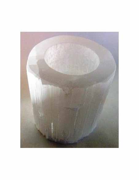 Bol creux  selenite blanche