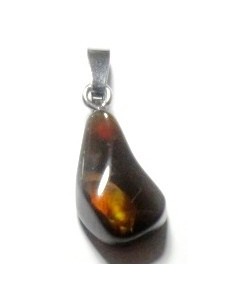 Agate feu noire pendentif argent