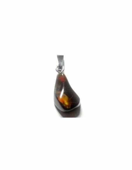 Agate feu noire pendentif argent