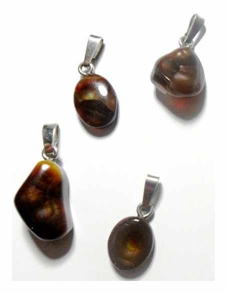 Agate feu noire pendentif argent