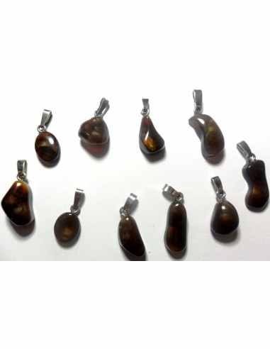 Agate feu noire pendentif argent