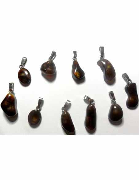Agate feu noire pendentif argent