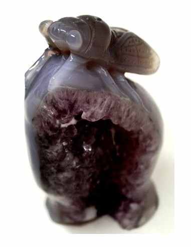 Cigale agate sur amethyste rose