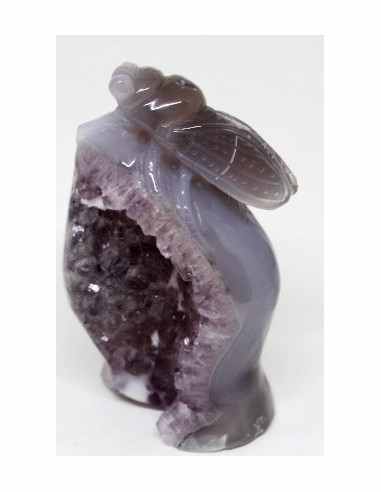 Cigale agate sur amethyste rose