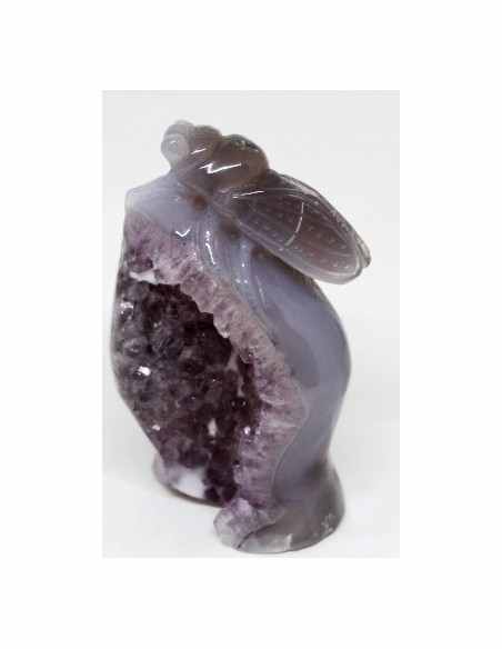Cigale agate sur amethyste rose Cigale agate sur amethyste rose