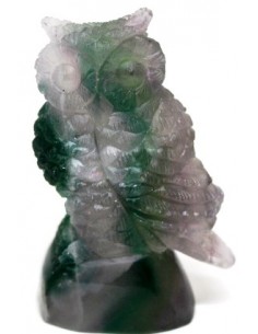 Hibou en fluorite arc-en-ciel