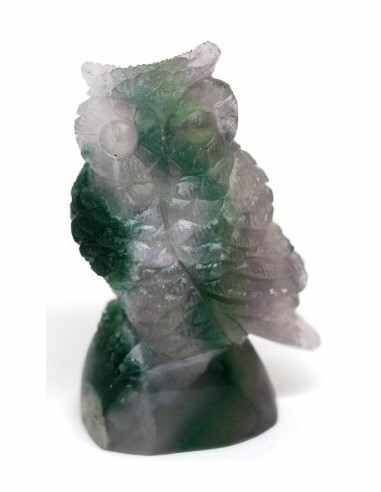 Hibou en fluorite arc-en-ciel