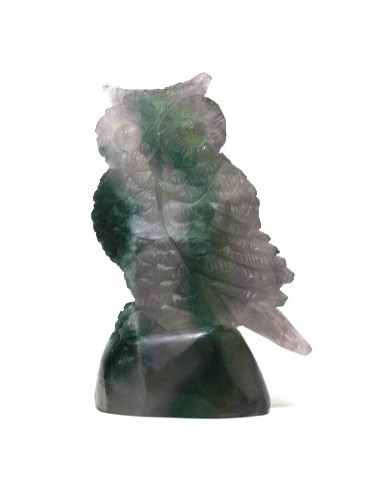 Hibou en fluorite arc-en-ciel