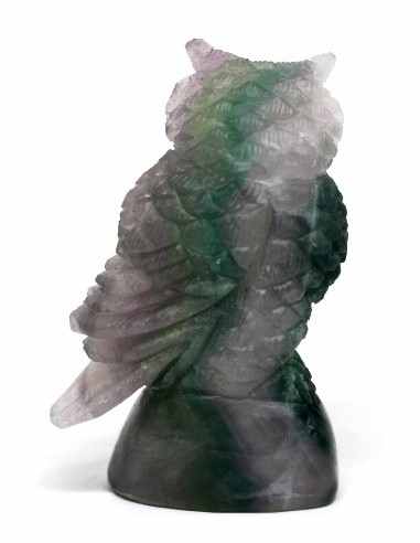 Hibou en fluorite arc-en-ciel
