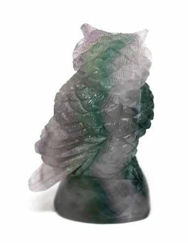 Hibou en fluorite arc-en-ciel
