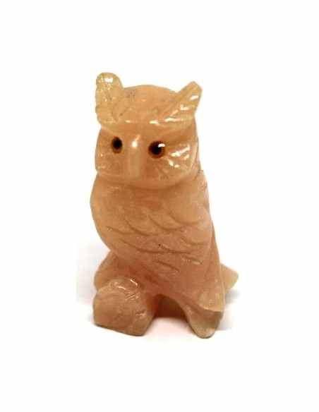 Hibou, chouette pierre selenite orange
