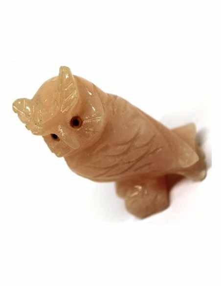 Hibou, chouette pierre selenite orange