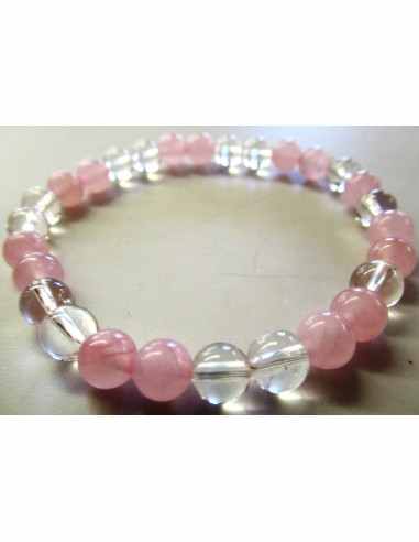 Bracelet quartz, quartz rose 6mm