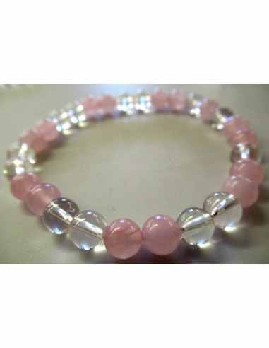 Bracelet quartz, quartz rose 6mm