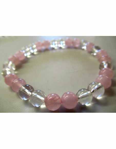 Bracelet quartz, quartz rose 6mm Bracelet quartz, quartz rose 6mm