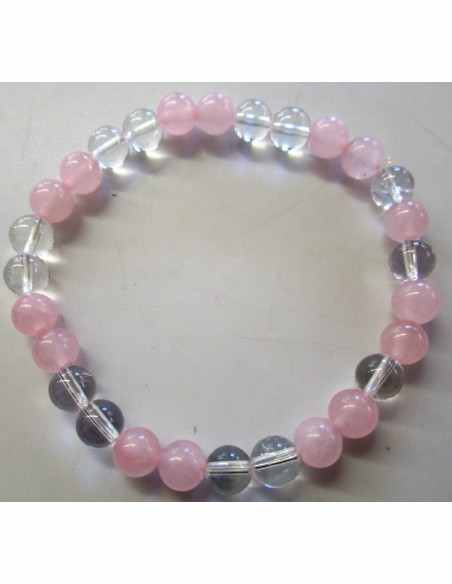 Bracelet quartz, quartz rose 6mm Bracelet quartz, quartz rose 6mm