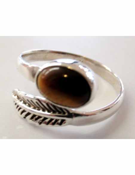 Bague reglable oeil de tigre argent Bague reglable oeil de tigre argent