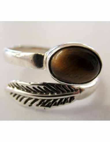 Bague reglable oeil de tigre argent