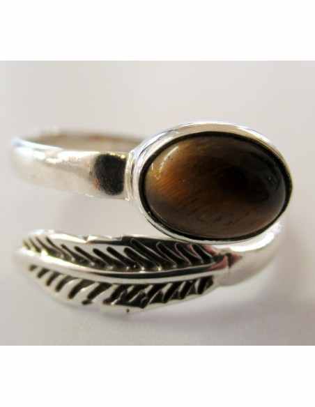 Bague reglable oeil de tigre argent Bague reglable oeil de tigre argent
