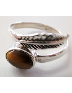 Bague reglable oeil de tigre argent