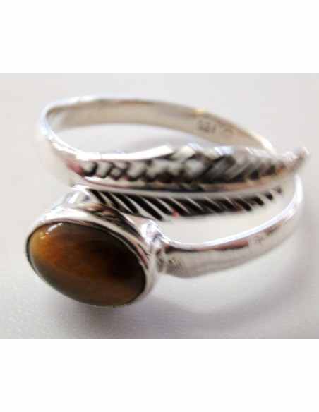 Bague reglable oeil de tigre argent Bague reglable oeil de tigre argent