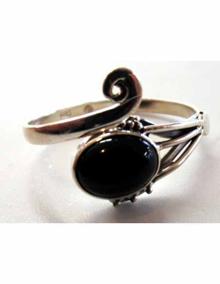 Bague reglable onyx monte en argent