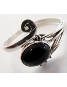 Bague reglable onyx monte en argent 2