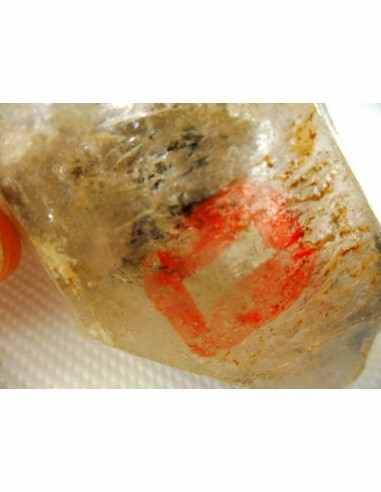 Quartz sceptre bipointé avec goutte d'eau