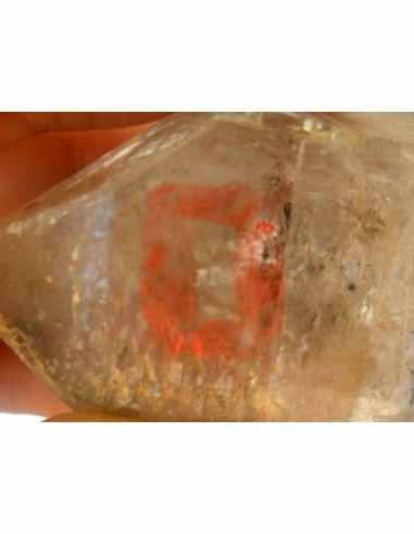 Quartz sceptre bipointé avec goutte d'eau