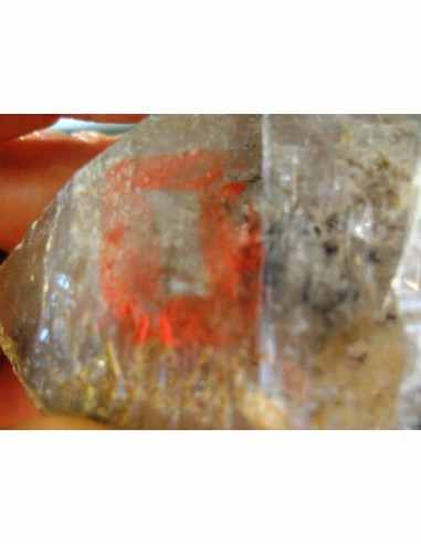 Quartz sceptre bipointé avec goutte d'eau