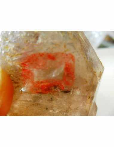 Quartz sceptre bipointé avec goutte d'eau