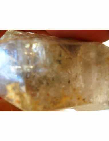 Quartz sceptre bipointé avec goutte d'eau