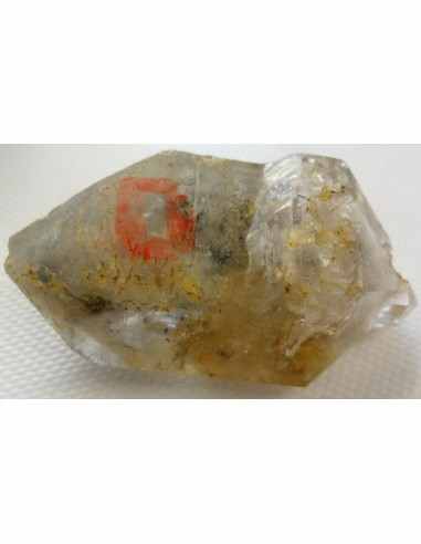 Quartz sceptre bipointé avec goutte d'eau