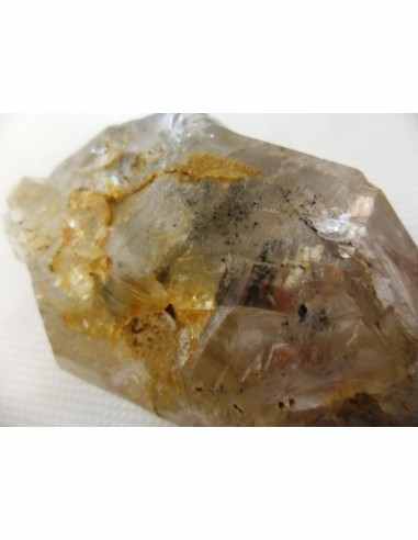 Quartz sceptre bipointé avec goutte d'eau