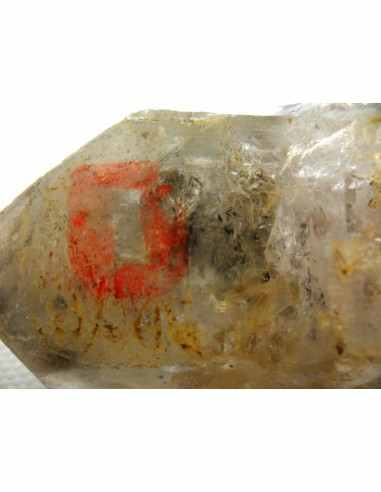 Quartz sceptre bipointé avec goutte d'eau