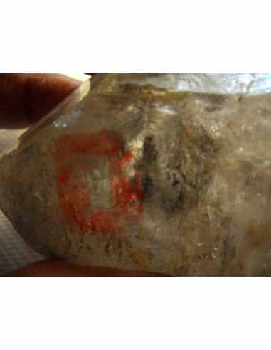 Quartz sceptre bipointé avec goutte d'eau