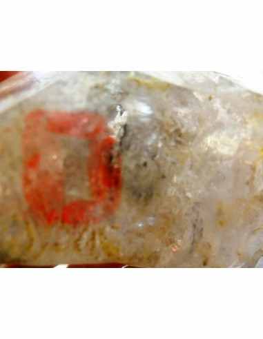 Quartz sceptre bipointé avec goutte d'eau