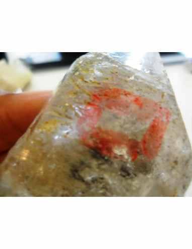 Quartz sceptre bipointé avec goutte d'eau