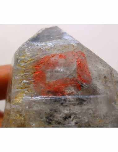 Quartz sceptre bipointé avec goutte d'eau