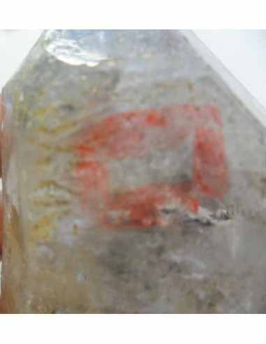 Quartz sceptre bipointé avec goutte d'eau