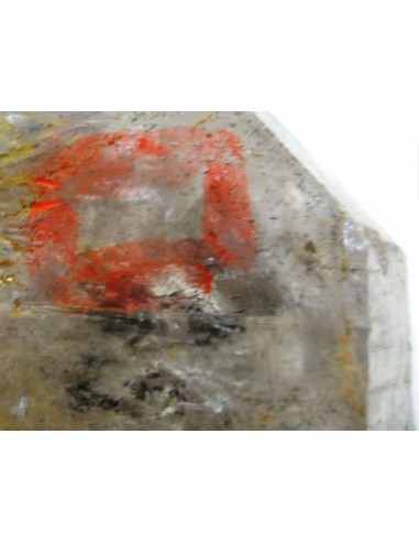 Quartz sceptre bipointé avec goutte d'eau