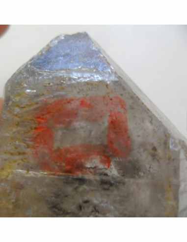Quartz sceptre bipointé avec goutte d'eau