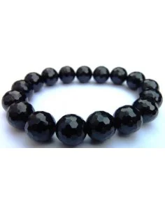 Bracelet tourmaline noire boules facettés 8mm 2