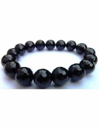 Bracelet tourmaline noire boules facettés 8mm